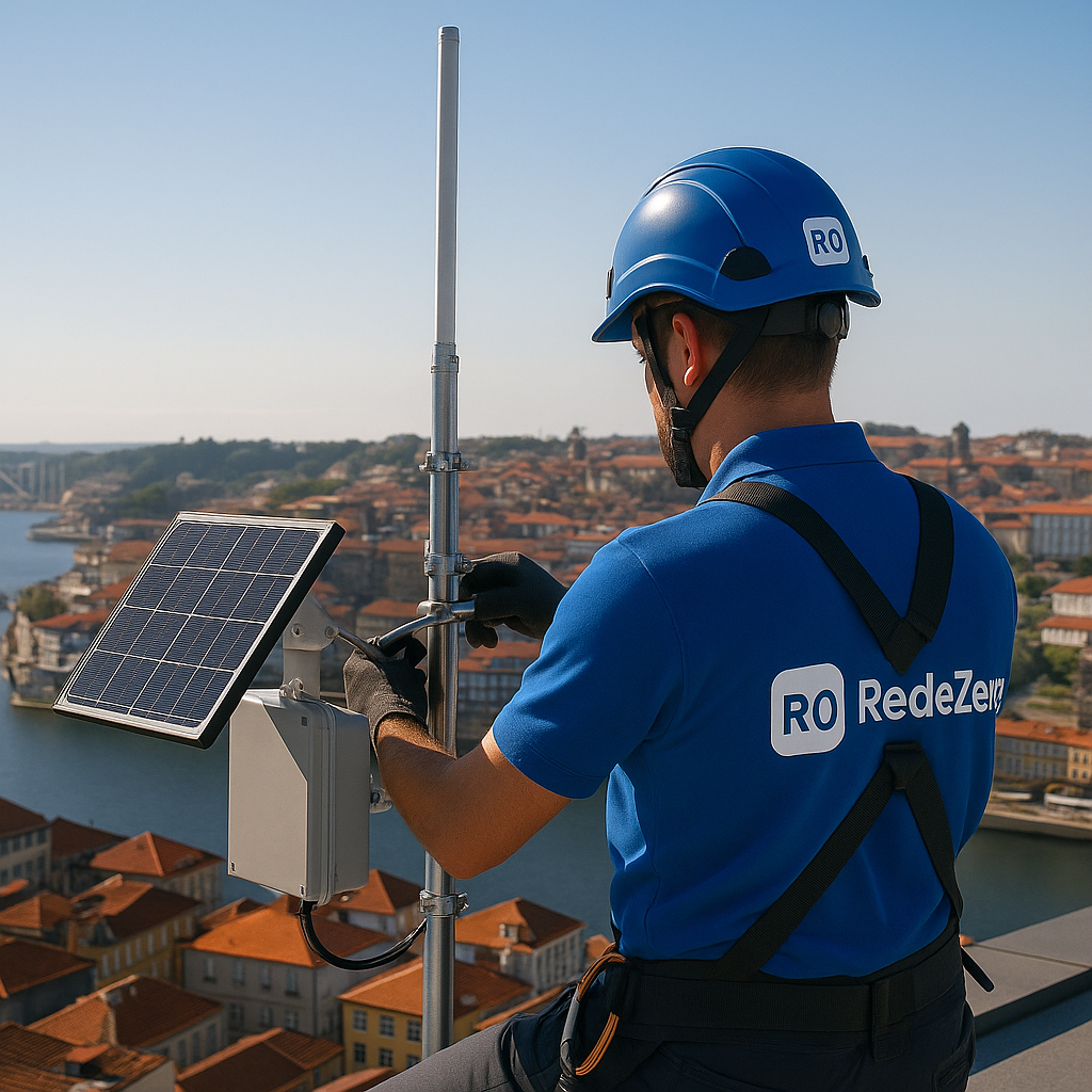 Técnico a instalar equipamento